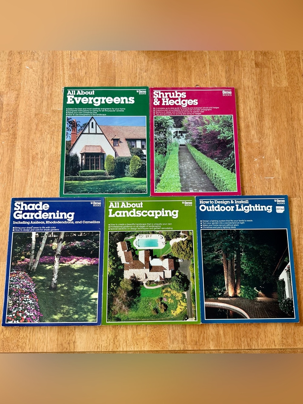 Vintage Ortho Gardening Books (5) - Landscaping Evergreens Shade Lighting Hedges